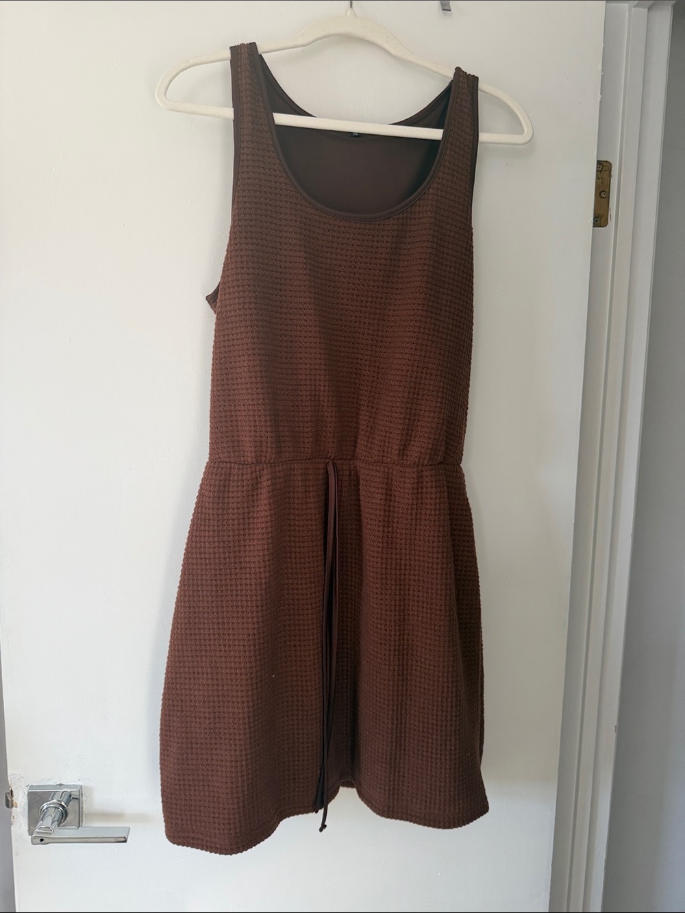 Amazon Brown Textured Sleeveless Mini Dress